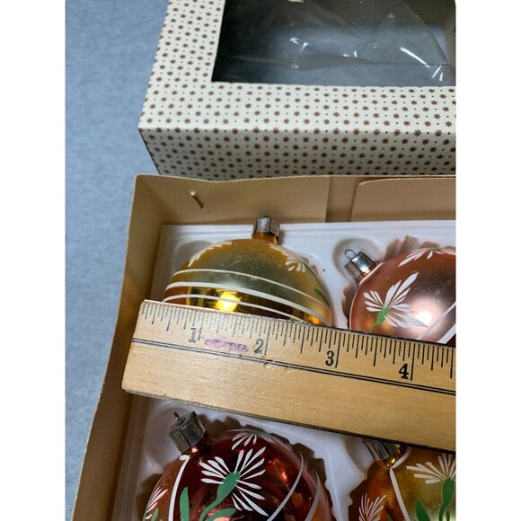 Vintage Poland Hand-Painted Glass Christmas Ornaments Set of 4 Original Box - Picture 4 of 9